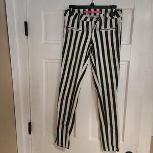 Tinseltown Denim Stripe Striped Pants black/white